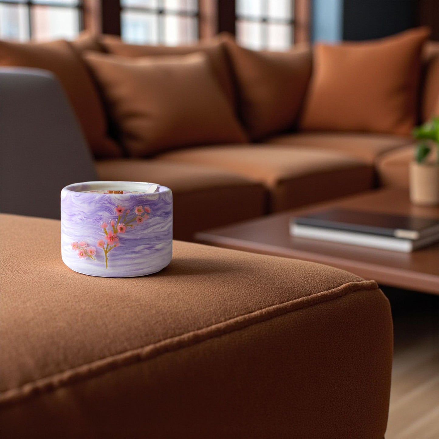 Purple Tonka Oud Candle – Handmade Cement Vessel, Luxury, 8oz