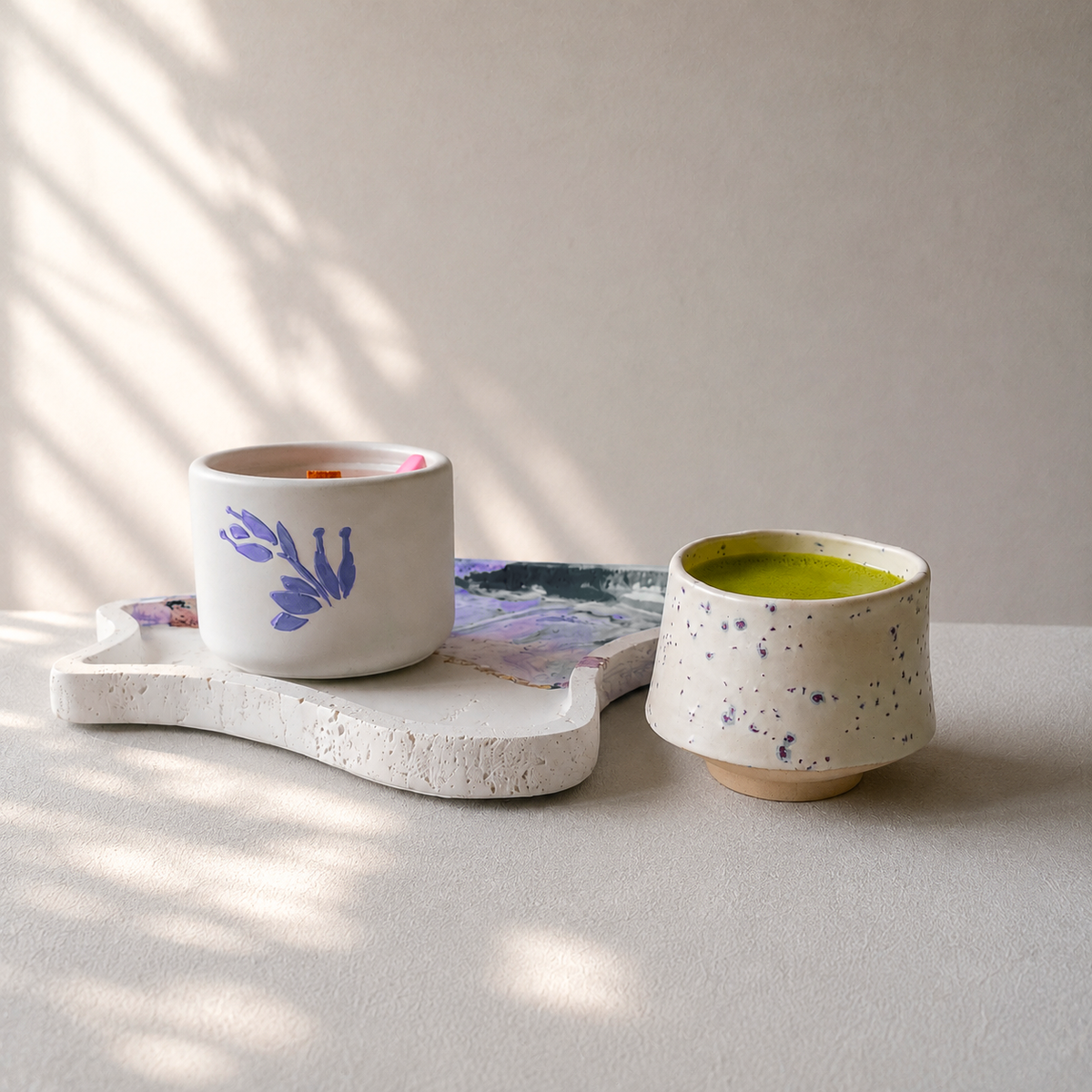 Dapple 8oz Hand-Cast Ceramic Cup – Artisan Mug for Matcha, Coffee, Tea & Wine