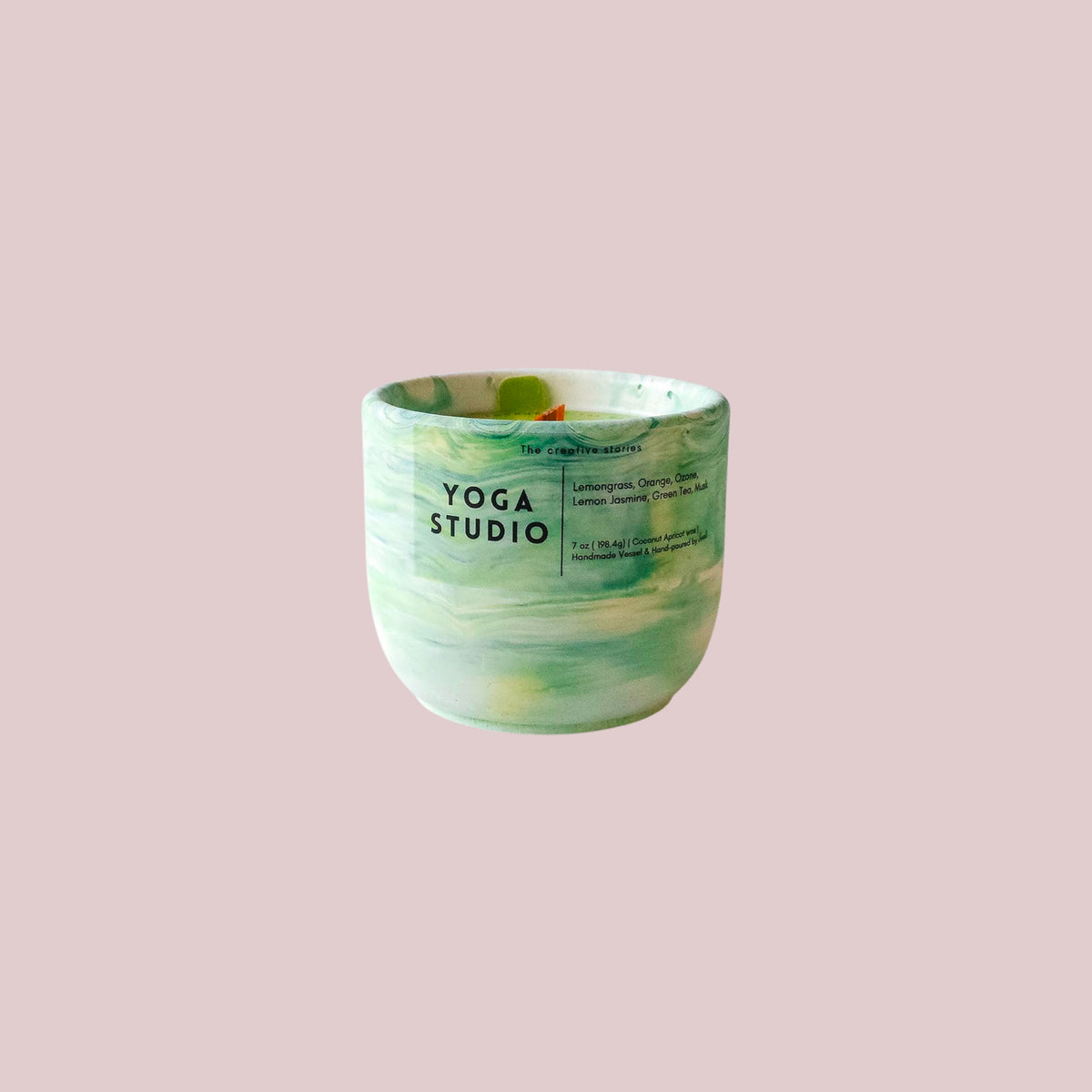 Green Tea Lemongrass Candle – Handmade Cement Vessel, 7oz