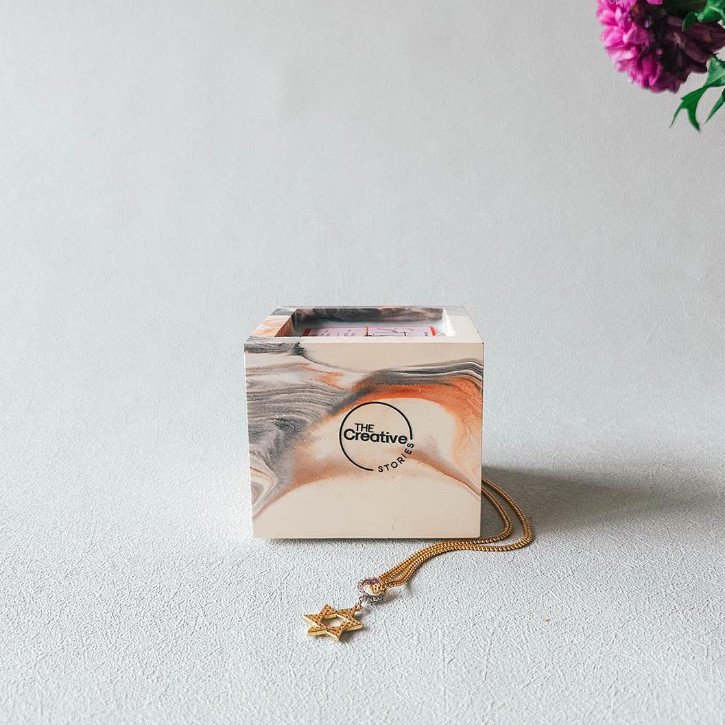 Handmade Square Candle – Floral, Woody & Musky