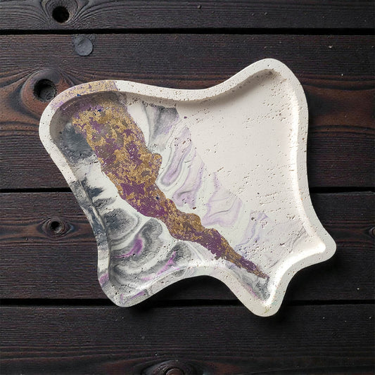 The Terrain Tray – Purple & Black Marble, Handmade Cement
