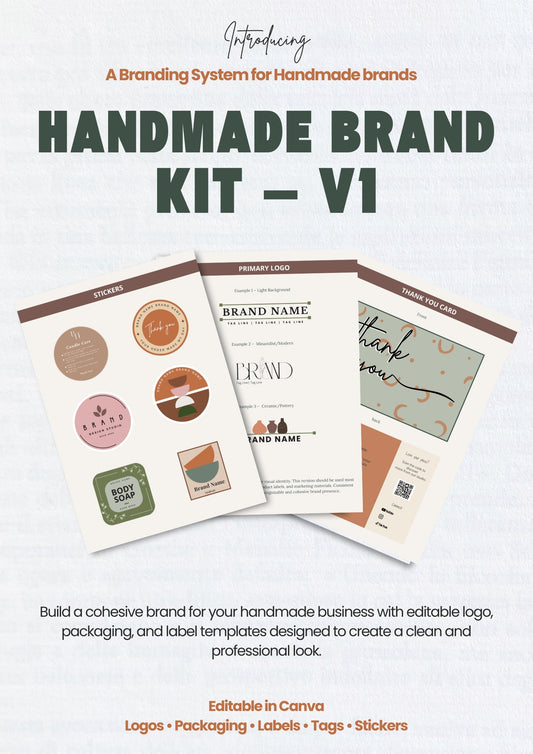 Canva Branding Kit for Handmade Businesses | Logo & Packaging Templates