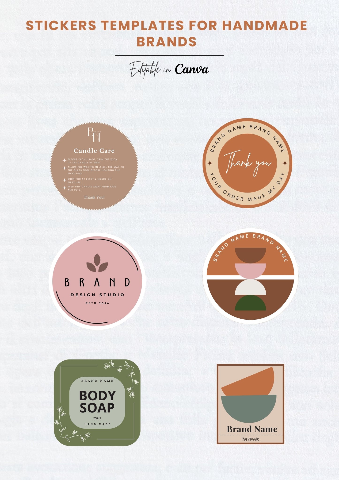 Canva Branding Kit for Handmade Businesses | Logo & Packaging Templates