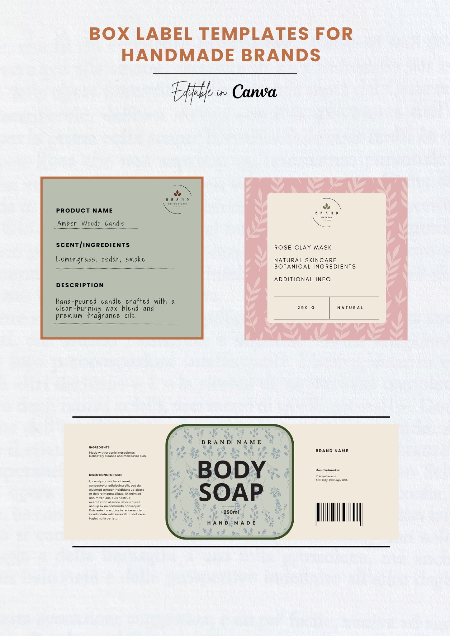 Canva Branding Kit for Handmade Businesses | Logo & Packaging Templates