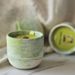 Green Tea & lemongrass Scented Candle in Unique Handmade Cement Vessel 7oz