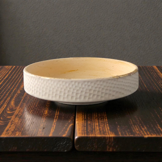 The Terra Bowl – Cream Textured with Gold Foil, Handmade, 7"