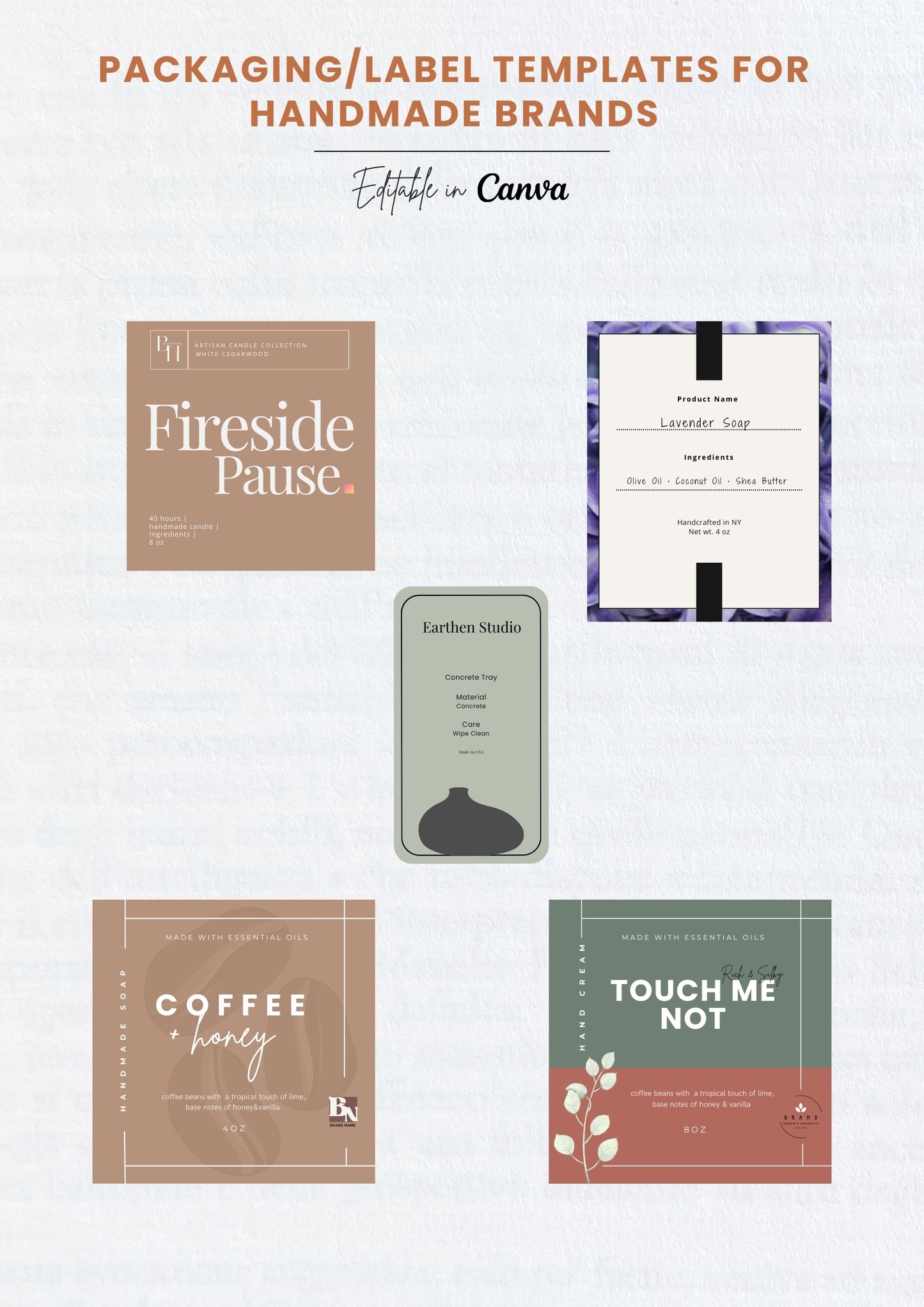 Canva Branding Kit for Handmade Businesses | Logo & Packaging Templates
