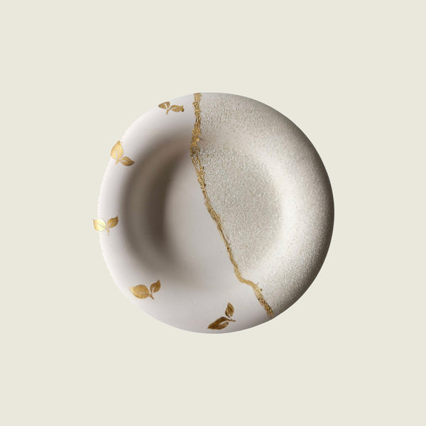 The Cove Bowl - Textured with gold leaves