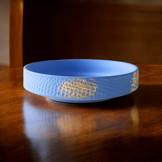 Handmade Honeycomb Bowl – Cement Catchall with Foil, 7"