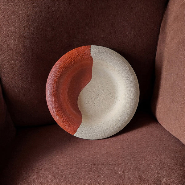 The Cove Bowl – Terracotta & Cream, Textured Cement