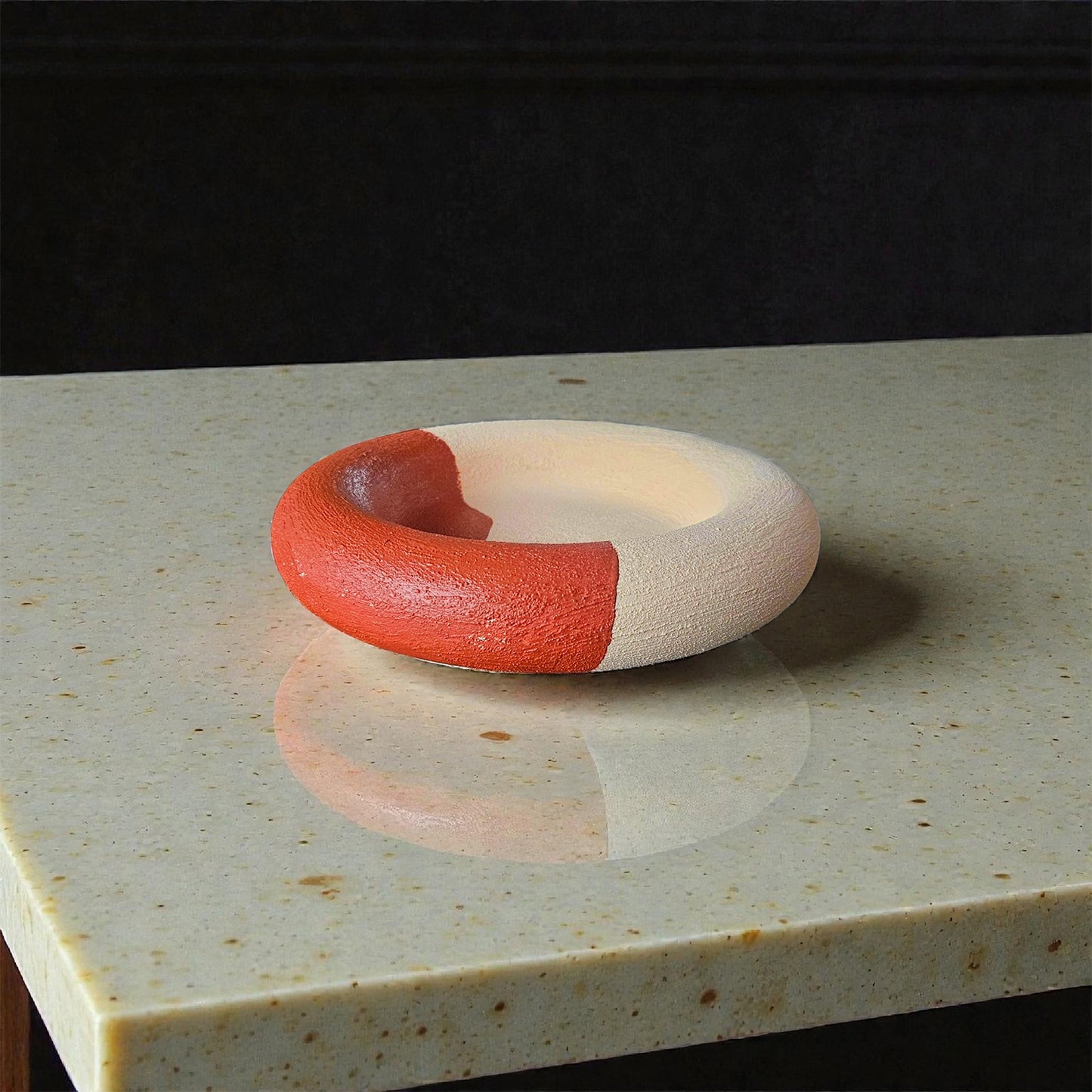 The Cove Bowl – Terracotta & Cream, Textured Cement