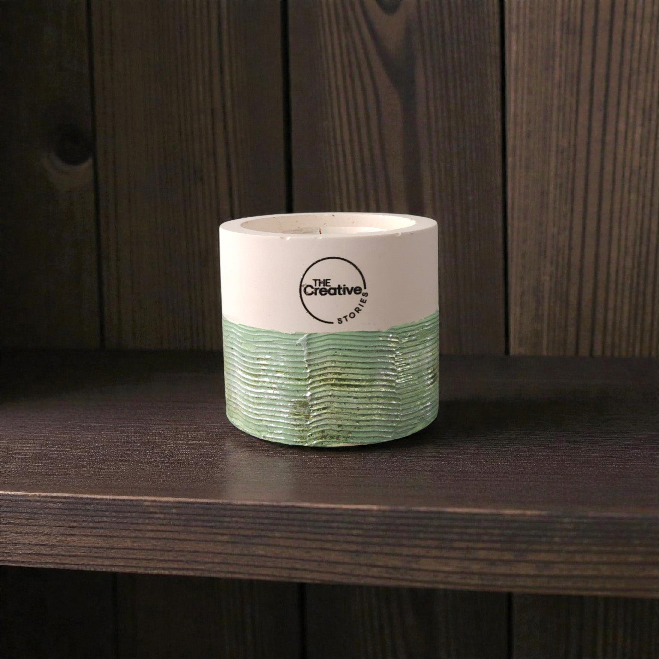 White Oak Vanilla Candle – Handmade Cement, Wooden Wick, 7oz