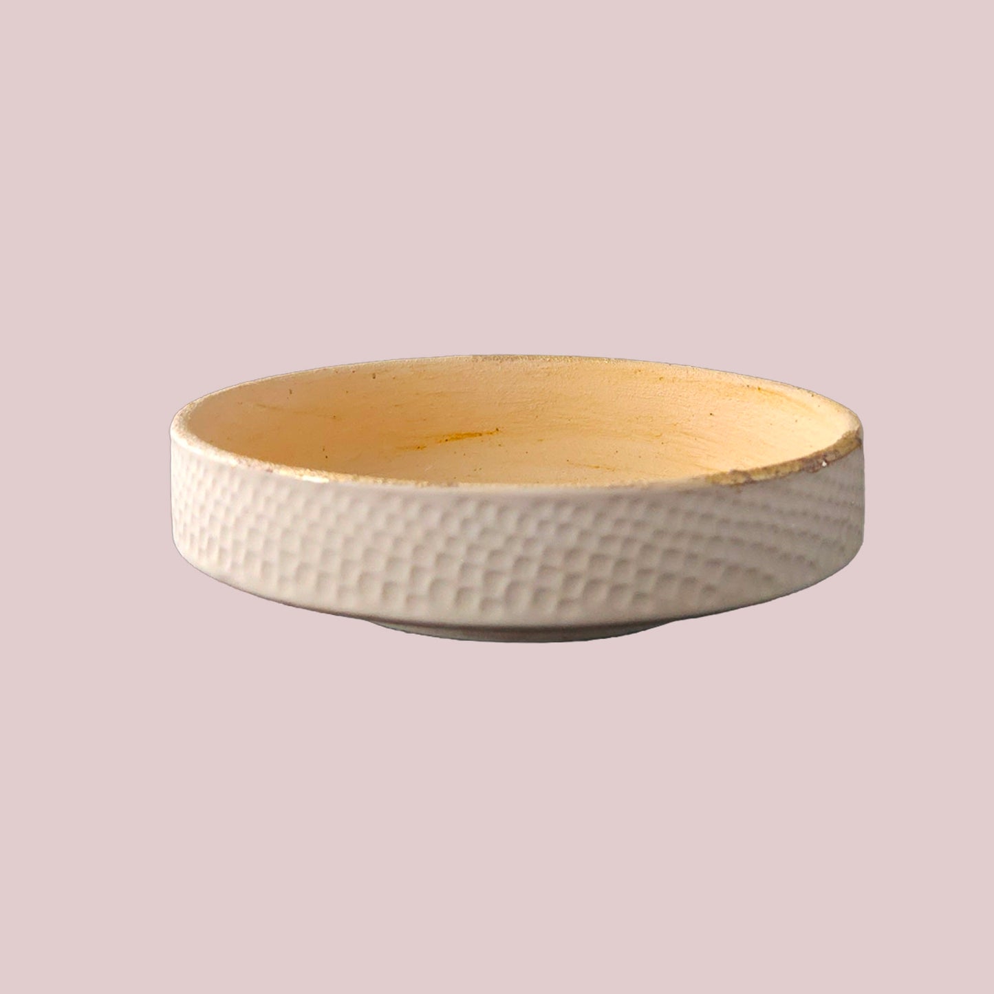 The Terra Bowl – Cream Textured with Gold Foil, Handmade, 7"