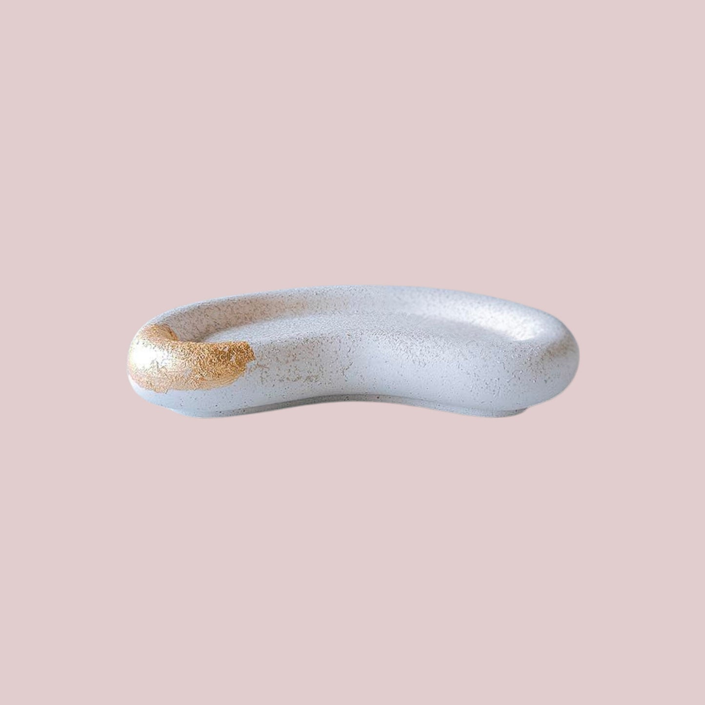 The Lagoon Tray – White with Gold Foil, Bean-Shaped Cement