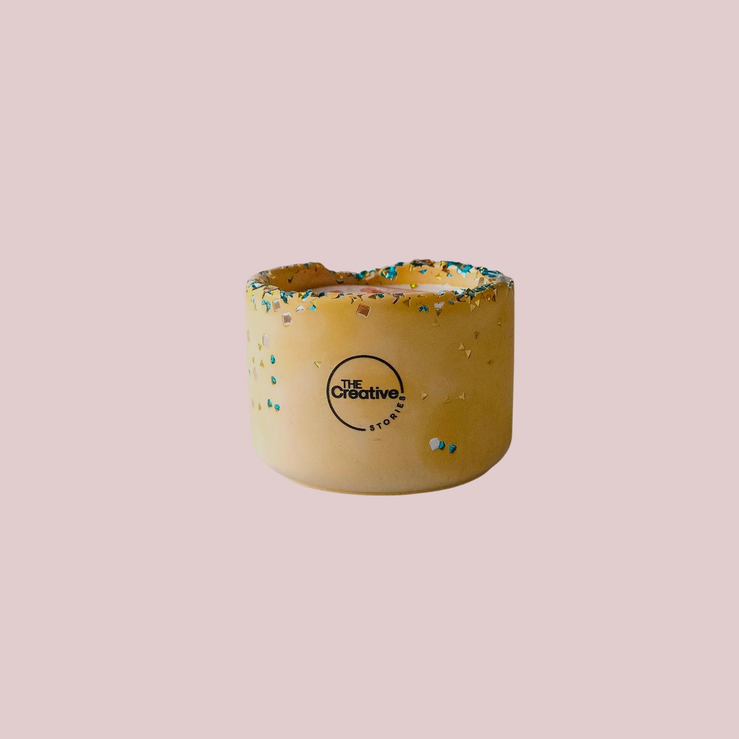 Tonka Bean Oud Candle – Handmade Cement Vessel, Mustard, 8oz