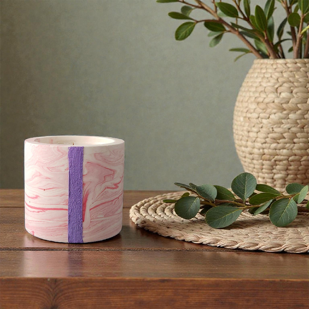 Rosemary Sage Candle – Handmade Cement, 8oz