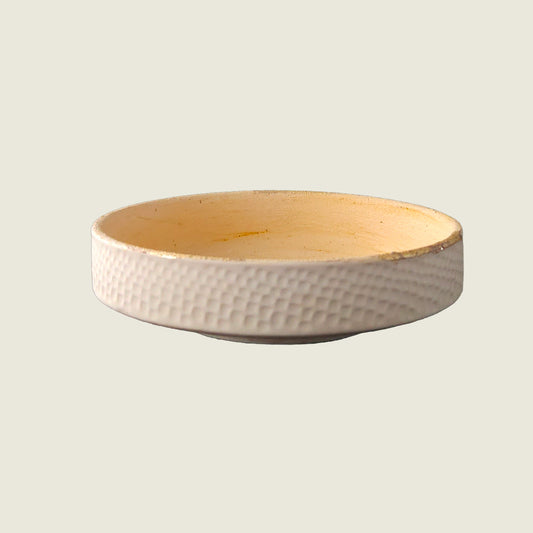 The Terra Bowl – Cream Textured with Gold Foil, Handmade, 7"