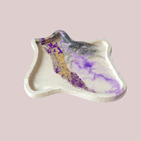 The Terrain Tray – Purple & Black Marble | Handmade Cement Catchall (9")