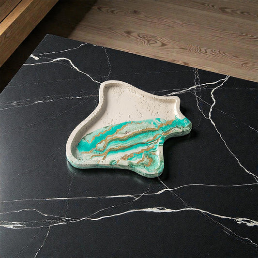 The Terrain Tray β Turquoise Green Marble, Handmade Cement