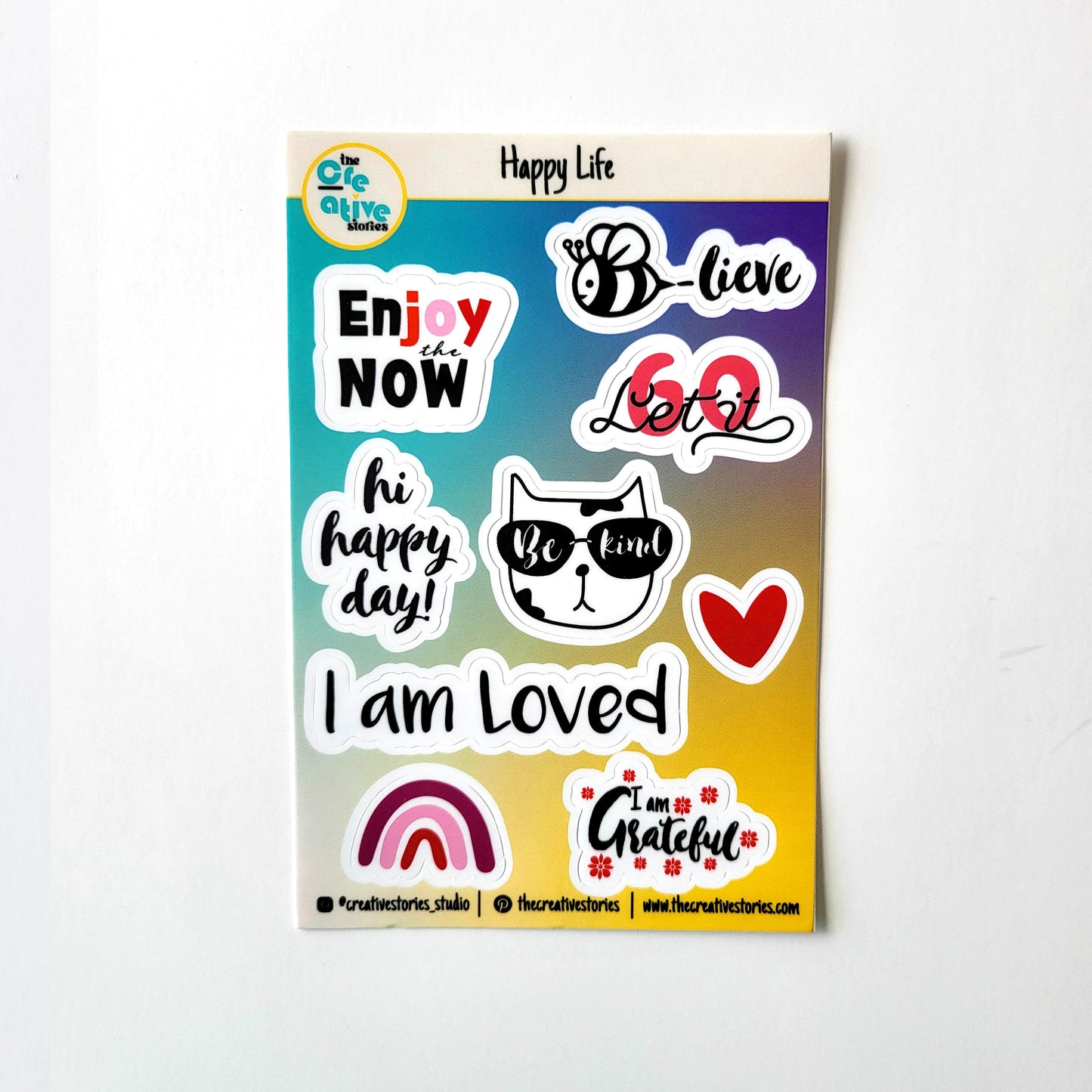 Mantras for happy life | fun sticker | Waterproof stickers | laptop sticker | Journal Sticker | HAPPY LIFE