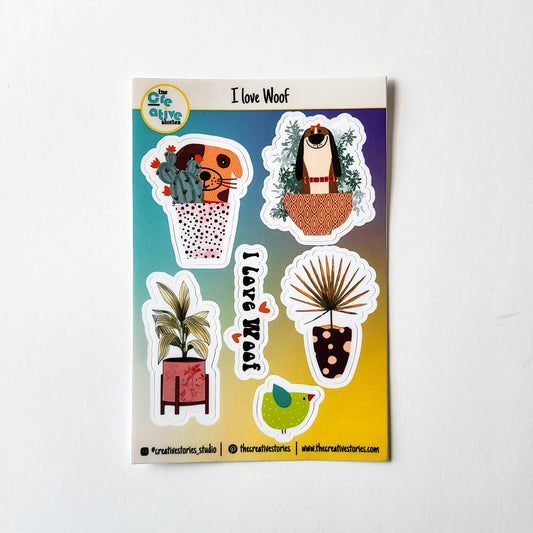 Pets sticker sheet | fun sticker | Waterproof stickers | laptop sticker | Journal Sticker | I LOVE WOOF